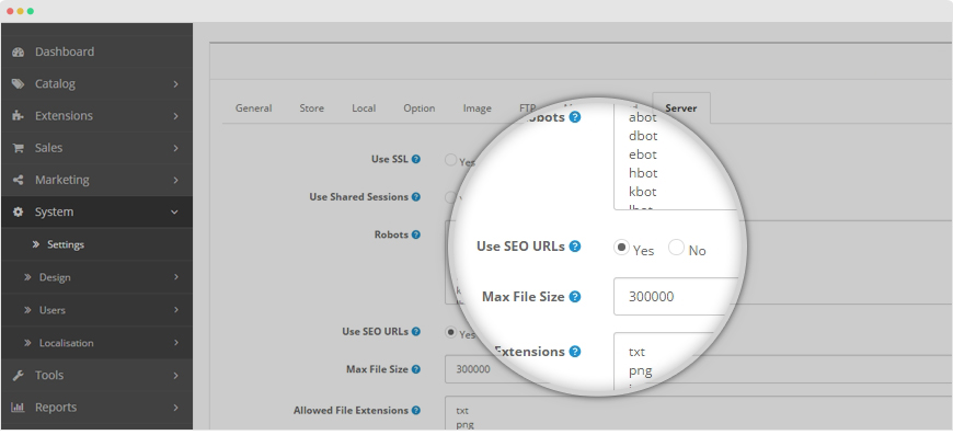 seo url setting